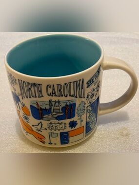 Starbucks North Carolina Ceramic Mug in Blue and Cream NWOT